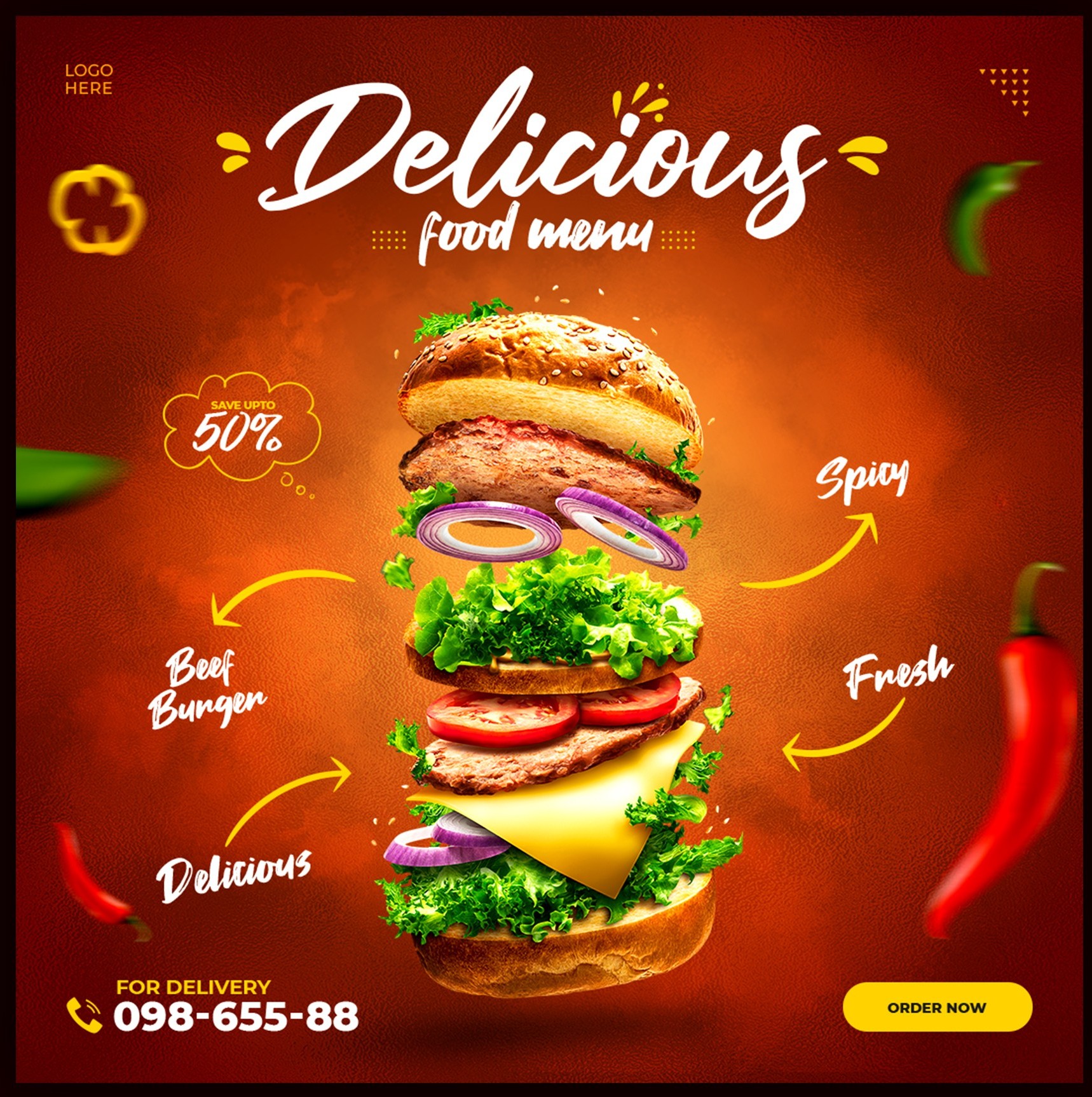 Burger-Food-socialmedia-poster-bloominghives